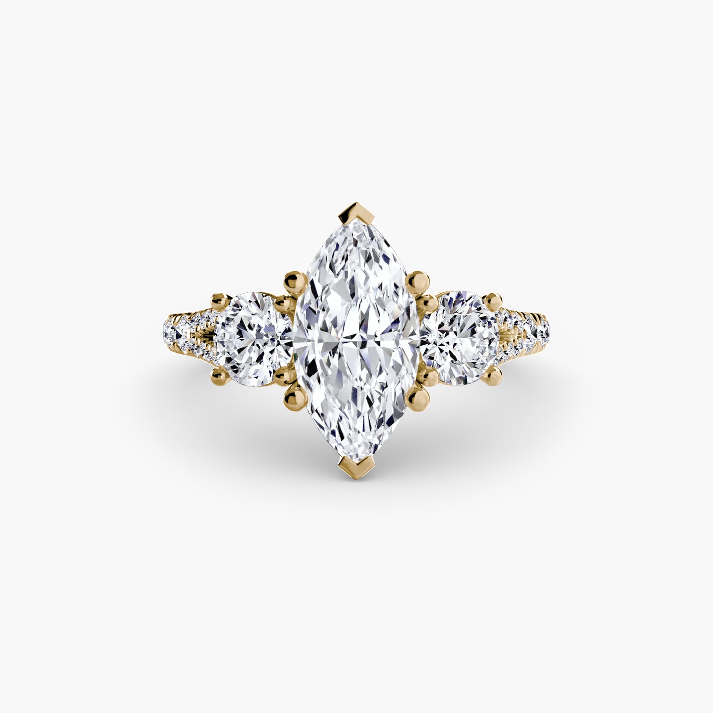 The "Cassandra" Classic Three-Stone with Pavé Band