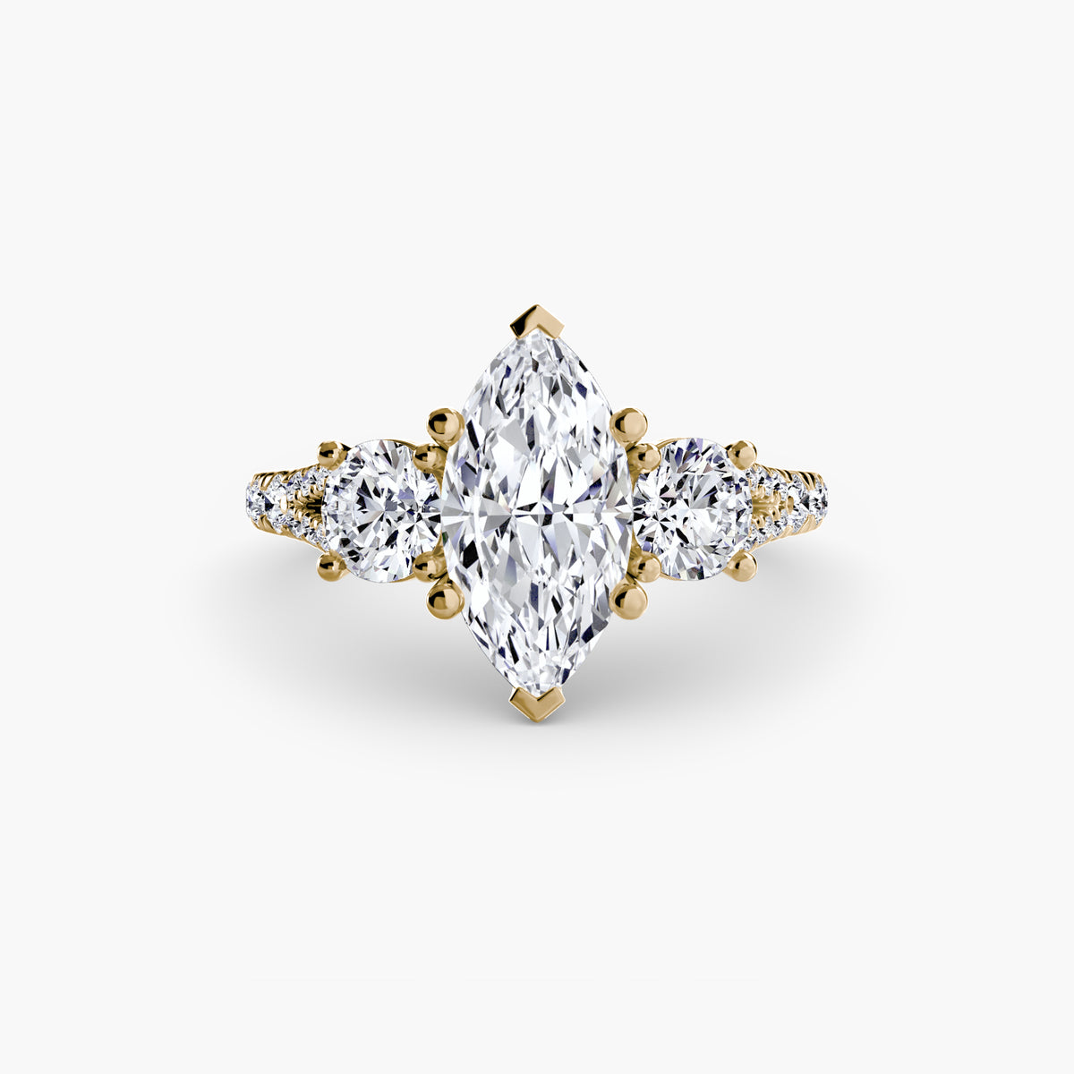 The "Cassandra" Classic Three-Stone with Pavé Band