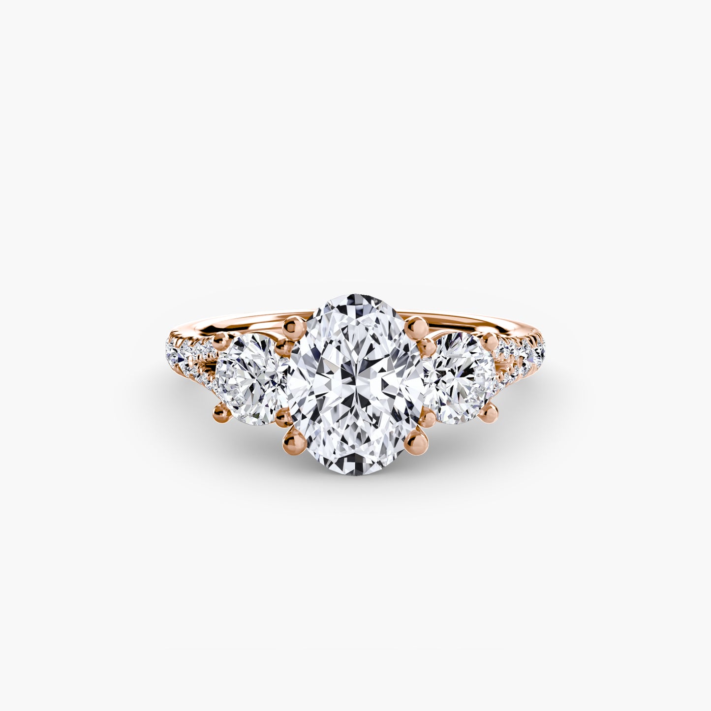 The "Cassandra" Classic Three-Stone with Pavé Band