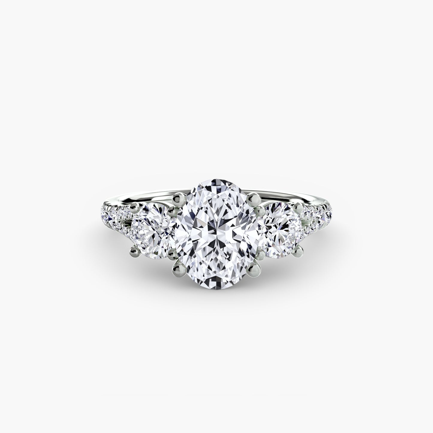 The "Cassandra" Classic Three-Stone with Pavé Band