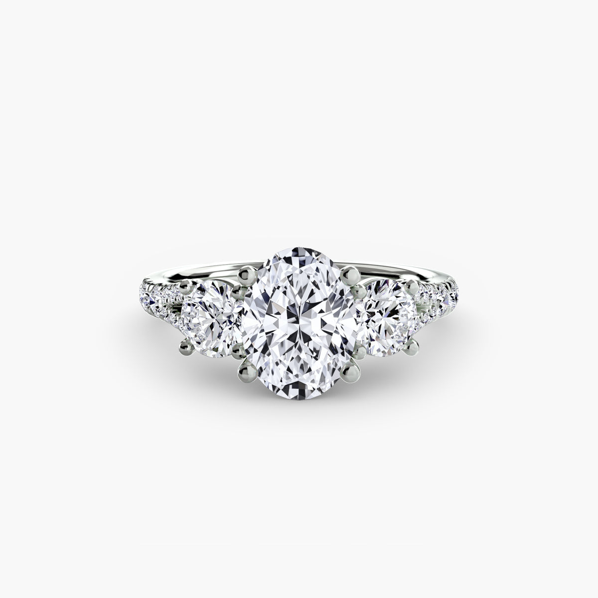The "Cassandra" Classic Three-Stone with Pavé Band