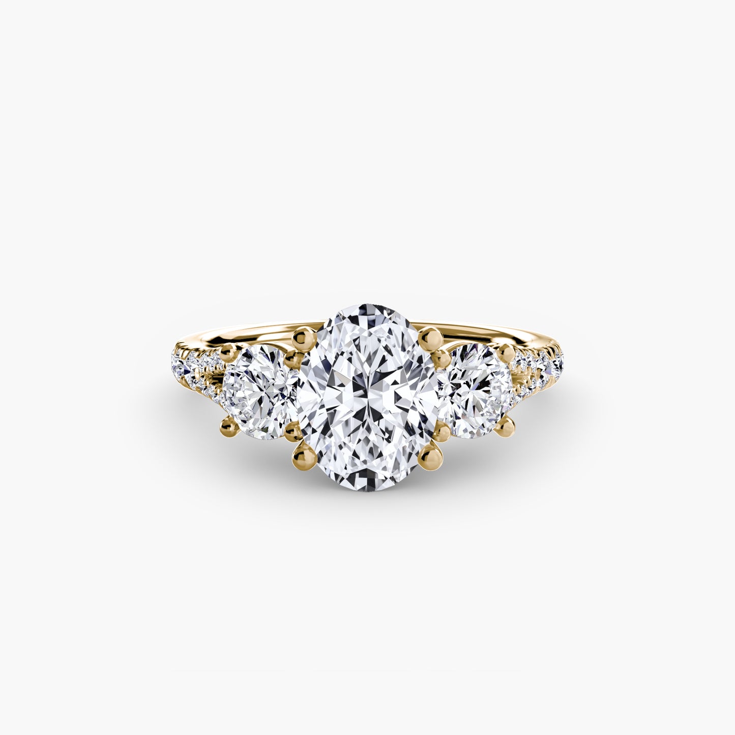 The "Cassandra" Classic Three-Stone with Pavé Band