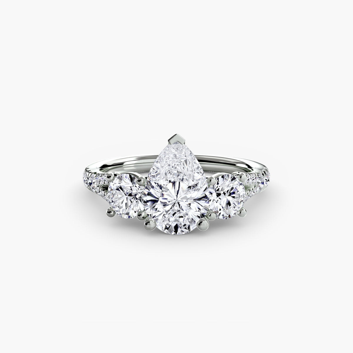 The "Cassandra" Classic Three-Stone with Pavé Band