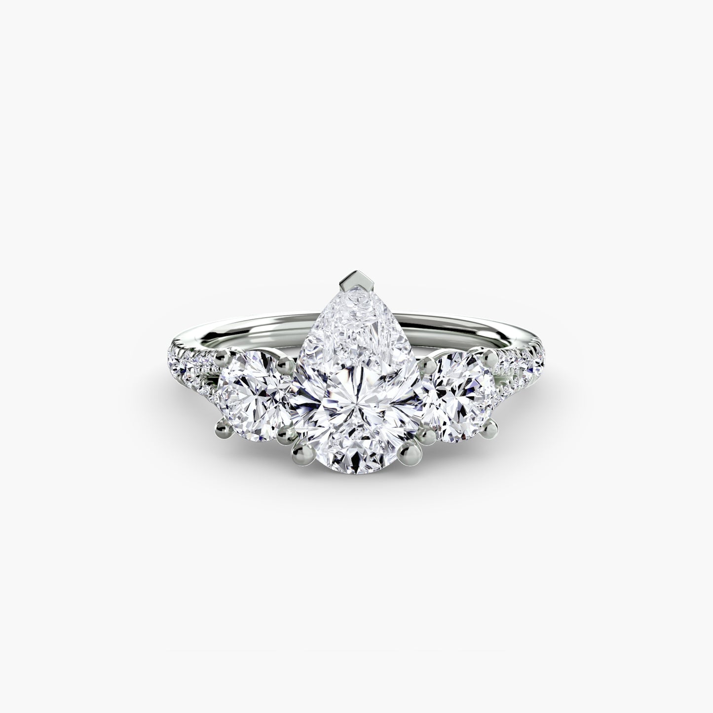 The "Cassandra" Classic Three-Stone with Pavé Band