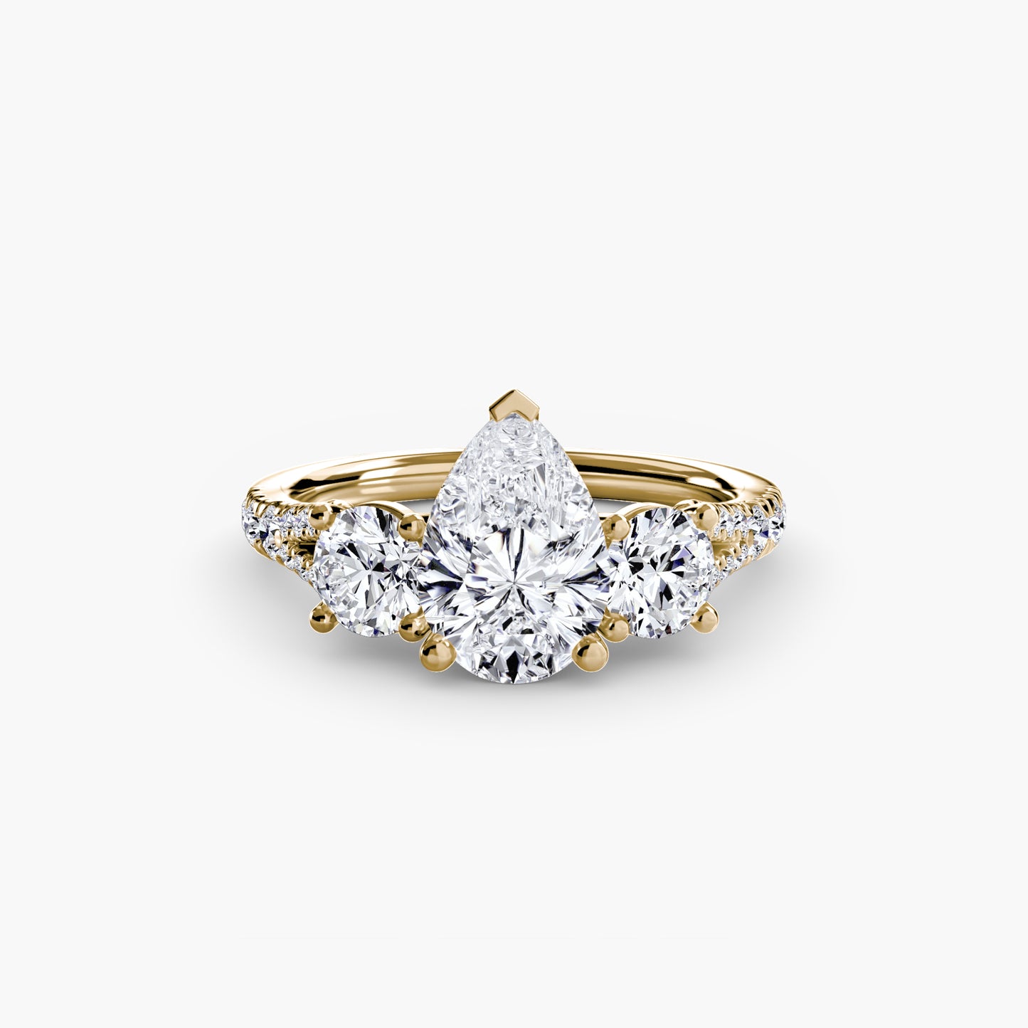 The "Cassandra" Classic Three-Stone with Pavé Band