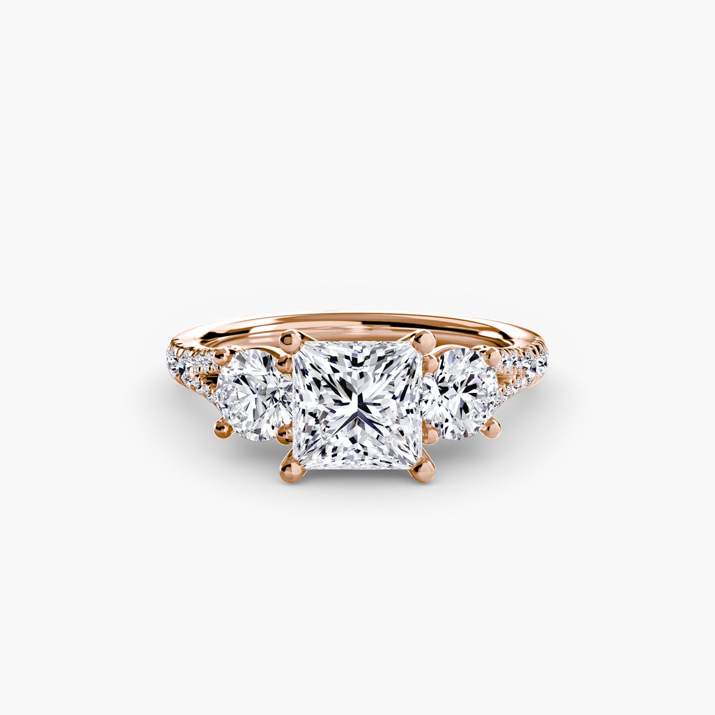 The "Cassandra" Classic Three-Stone with Pavé Band
