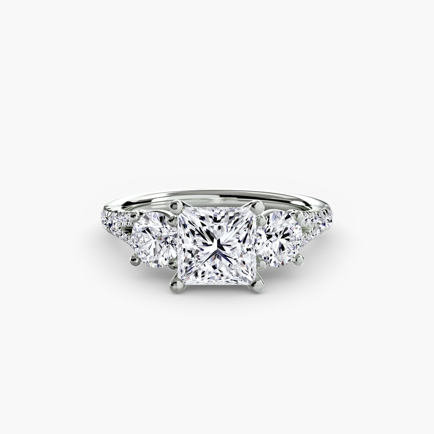 The "Cassandra" Classic Three-Stone with Pavé Band
