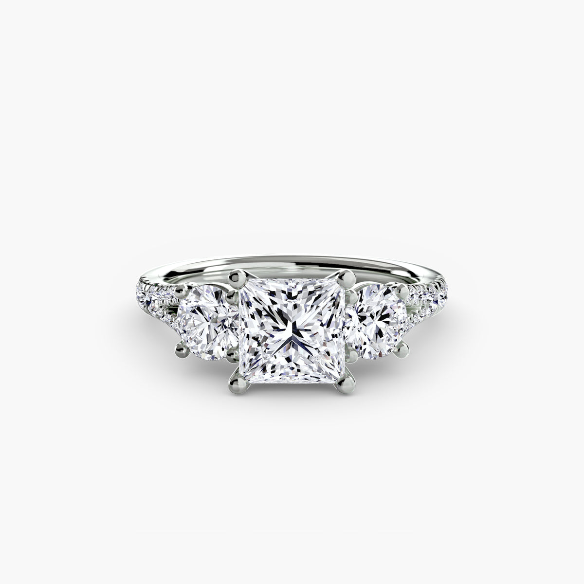 The "Cassandra" Classic Three-Stone with Pavé Band