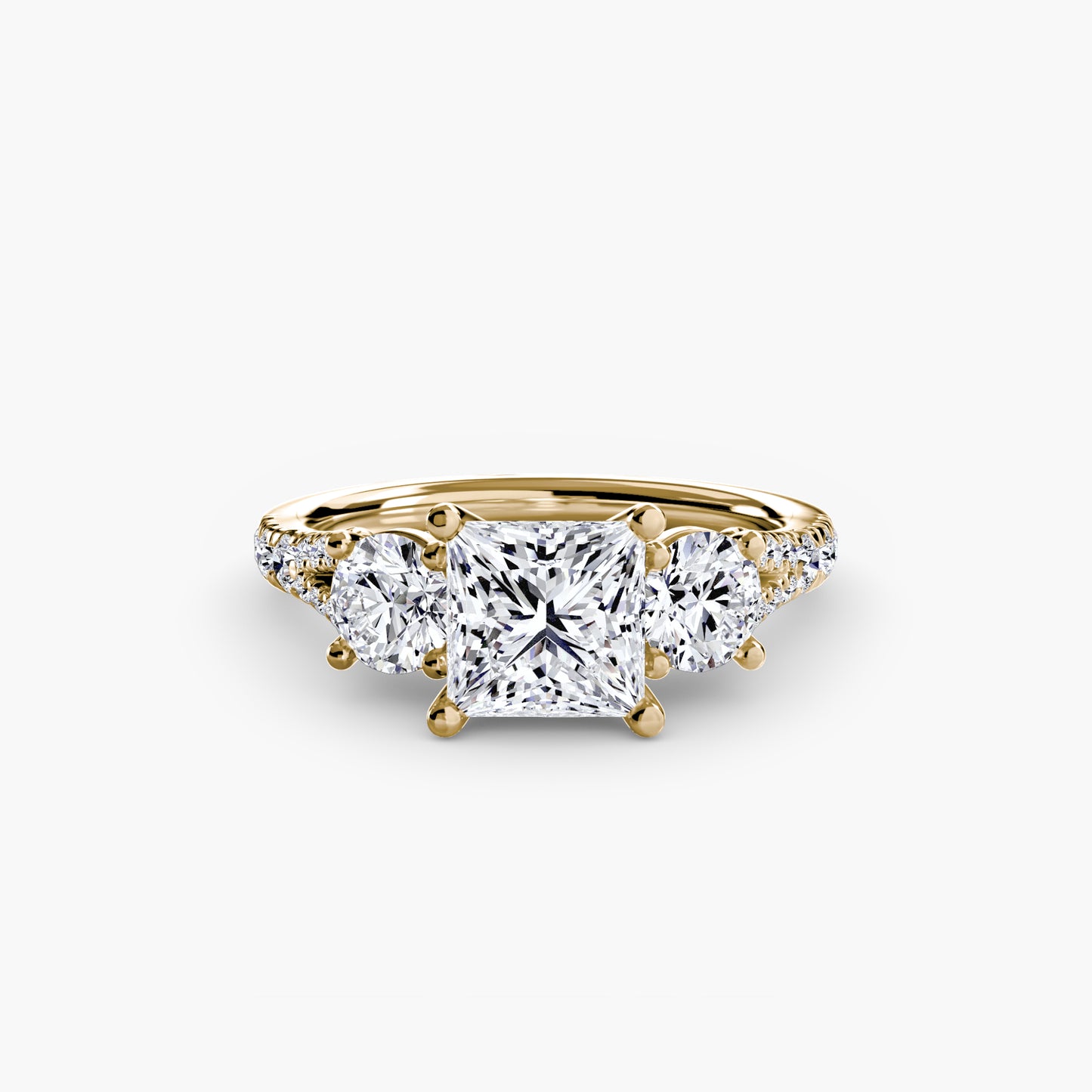 The "Cassandra" Classic Three-Stone with Pavé Band