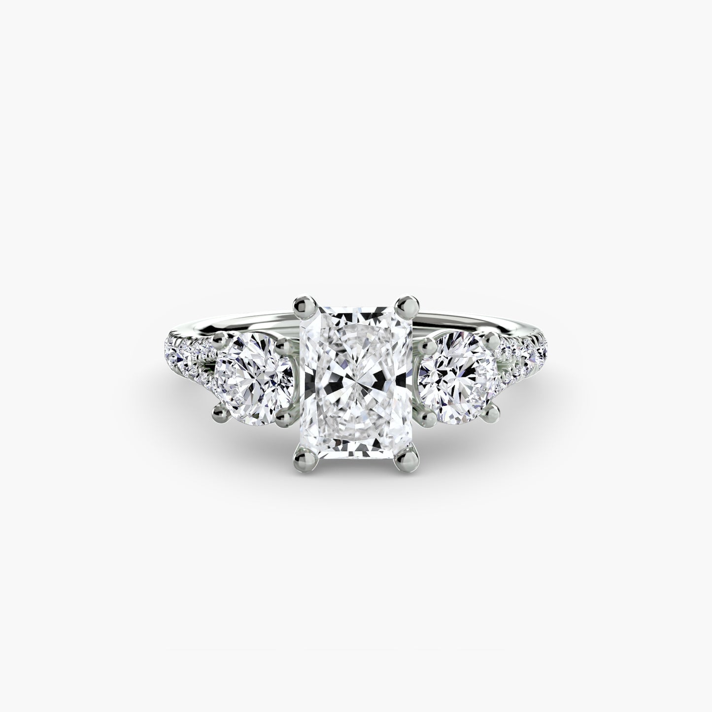 The "Cassandra" Classic Three-Stone with Pavé Band