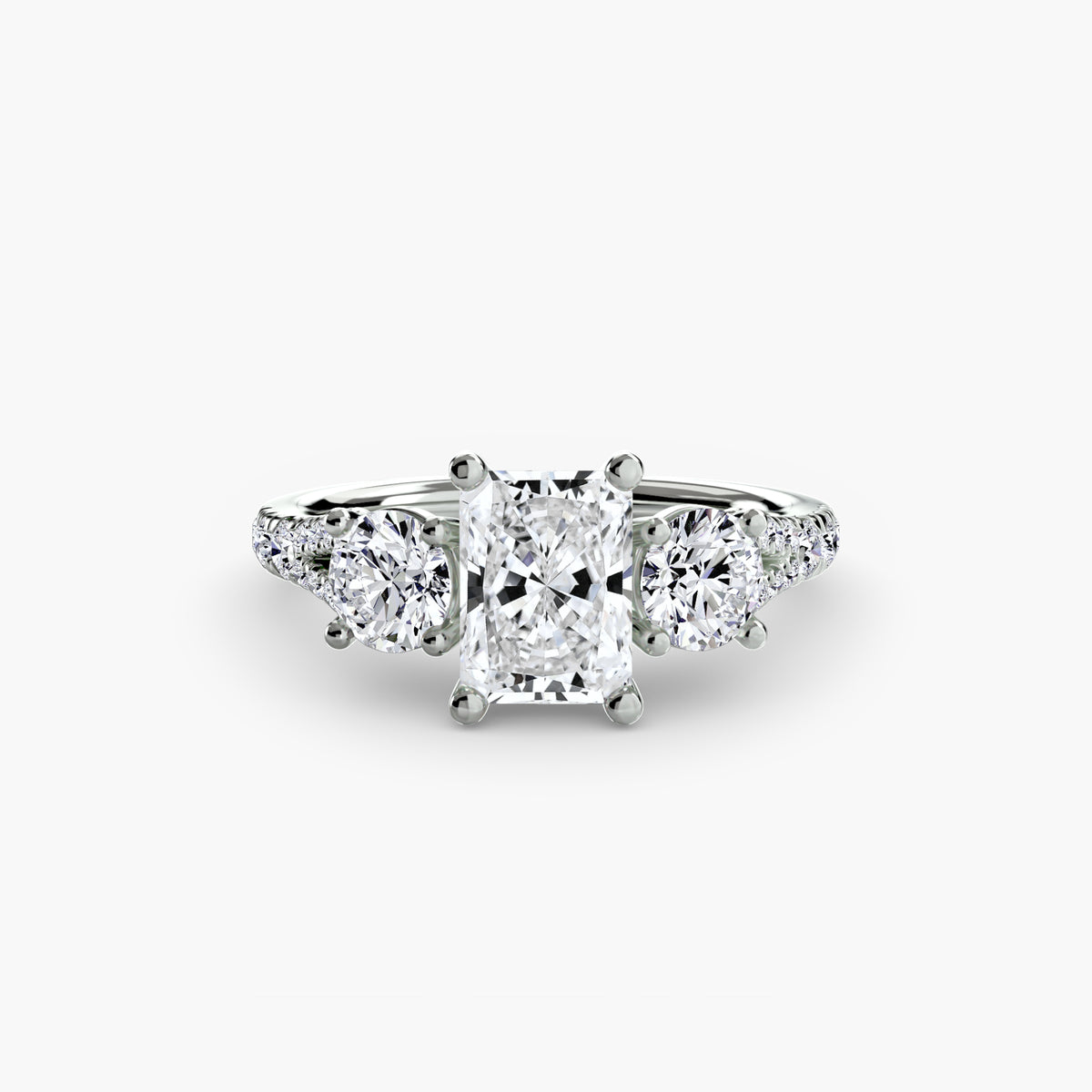 The "Cassandra" Classic Three-Stone with Pavé Band