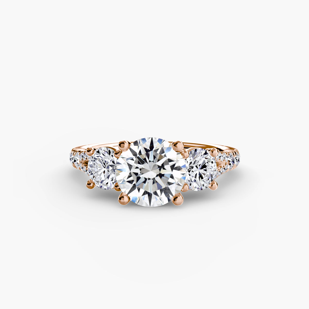 The "Cassandra" Classic Three-Stone with Pavé Band