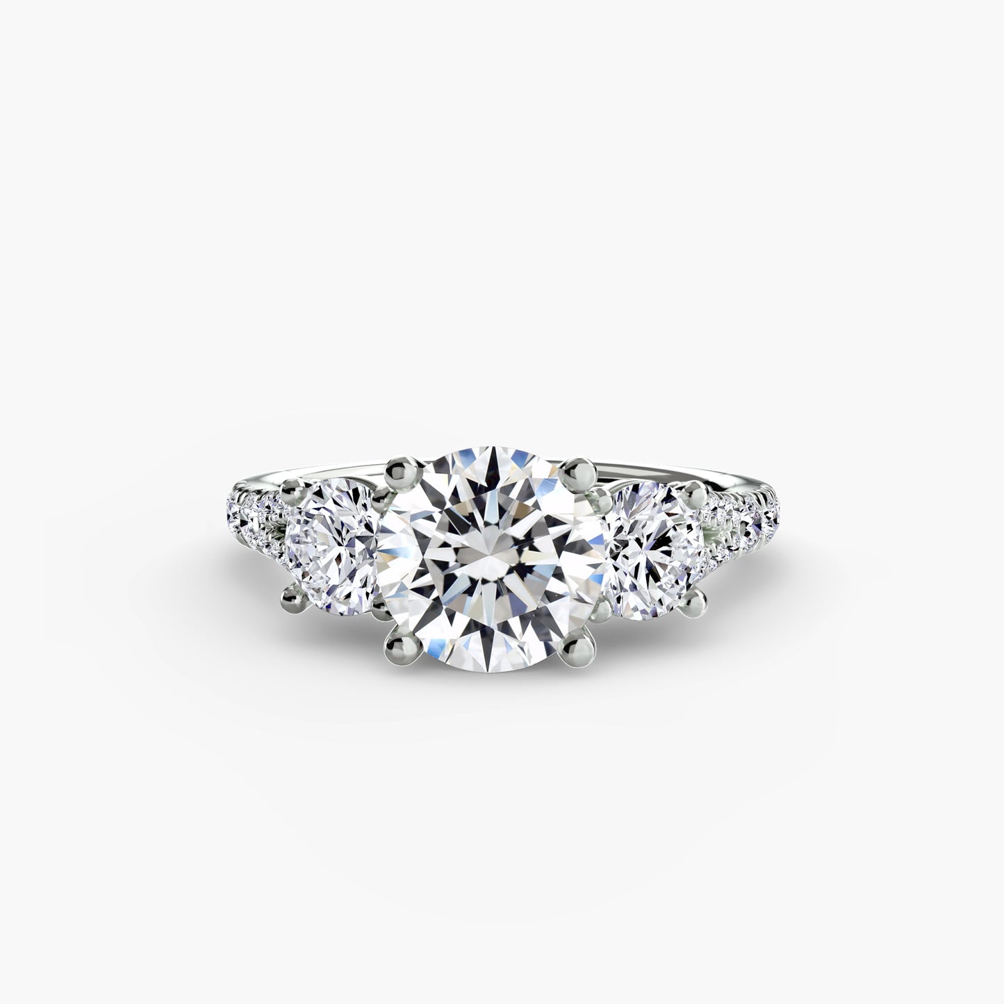 The "Cassandra" Classic Three-Stone with Pavé Band