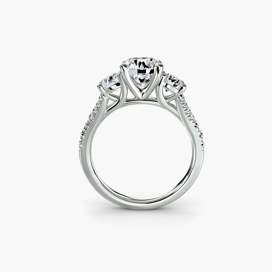 The "Cassandra" Classic Three-Stone with Pavé Band