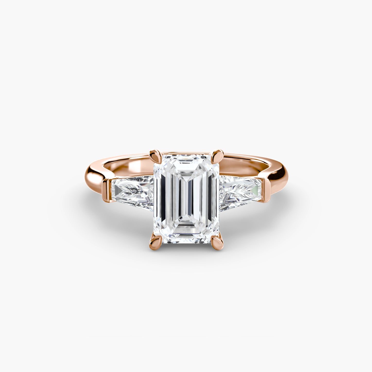 The "Aria" Three-Stone Ring with Tapered Baguettes