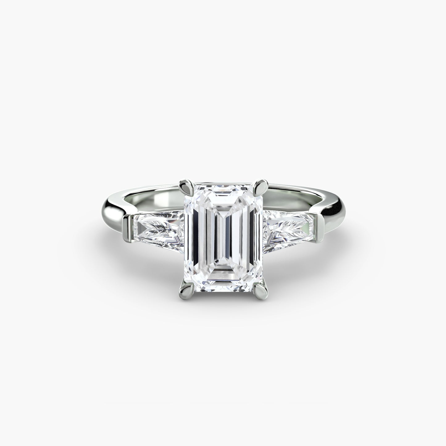 The "Aria" Three-Stone Ring with Tapered Baguettes