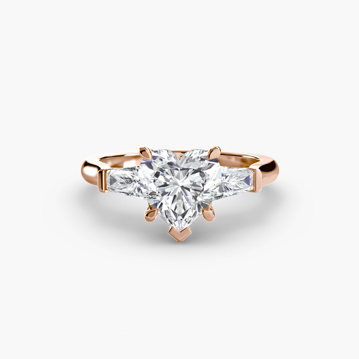 The "Aria" Three-Stone Ring with Tapered Baguettes