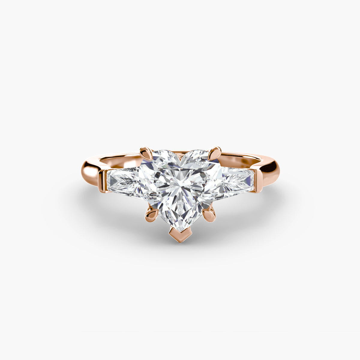 The "Aria" Three-Stone Ring with Tapered Baguettes