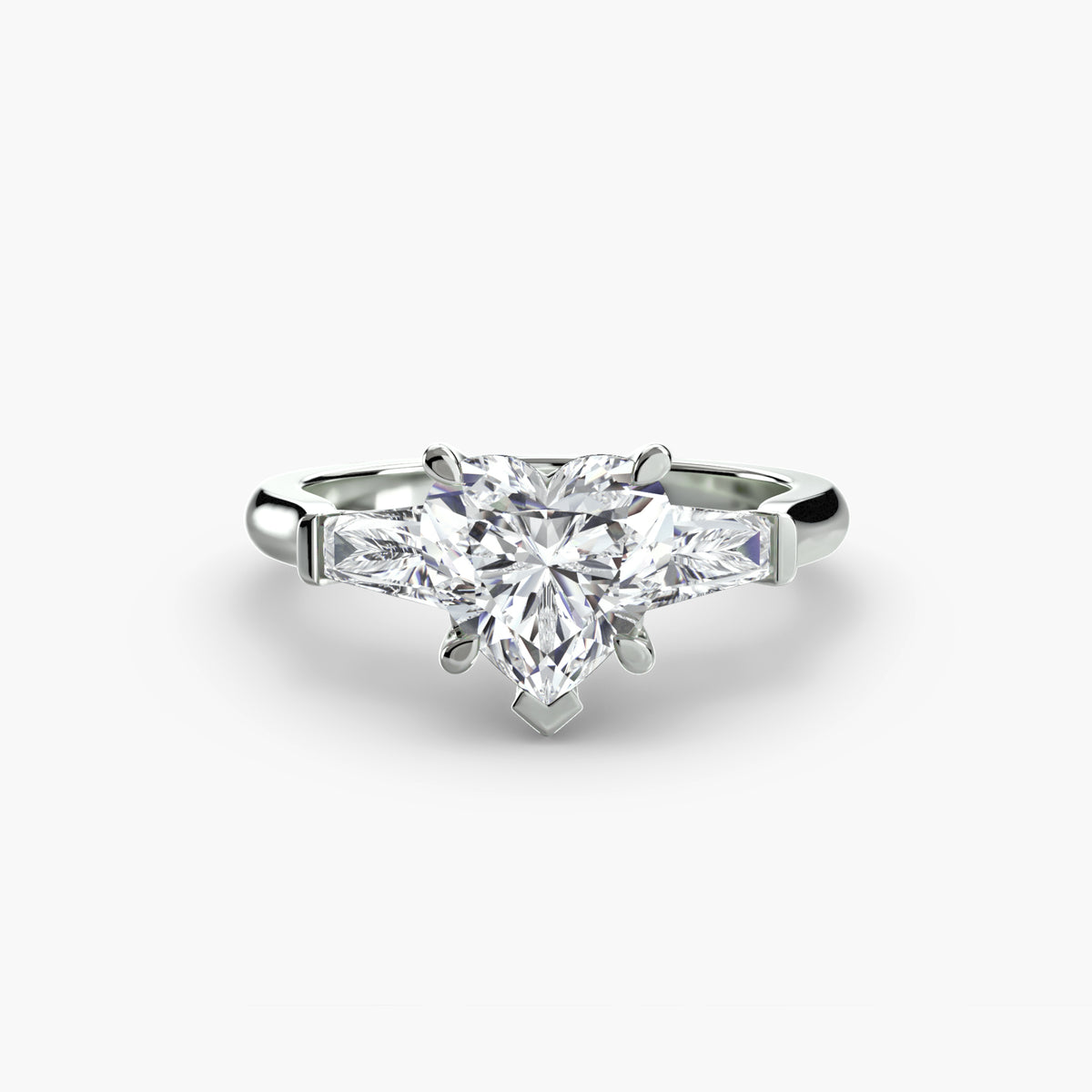 The "Aria" Three-Stone Ring with Tapered Baguettes