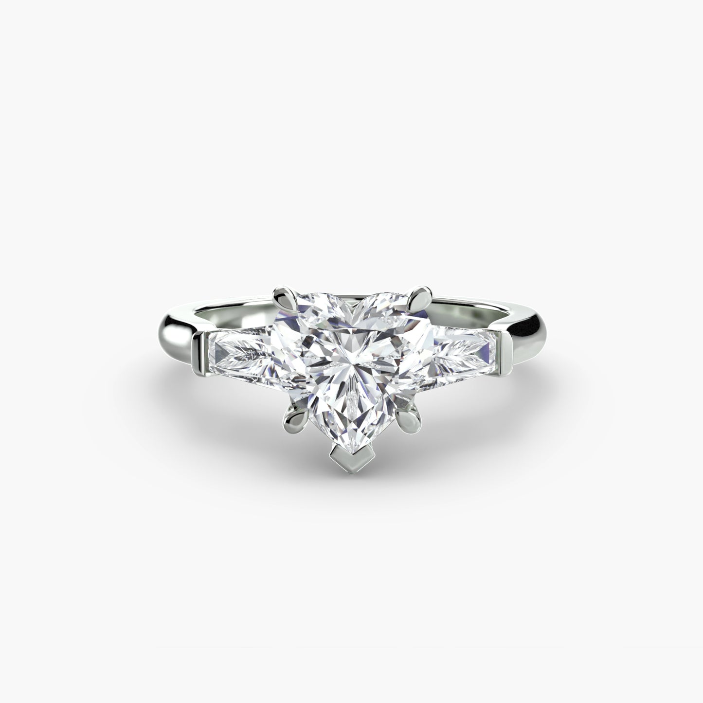 The "Aria" Three-Stone Ring with Tapered Baguettes