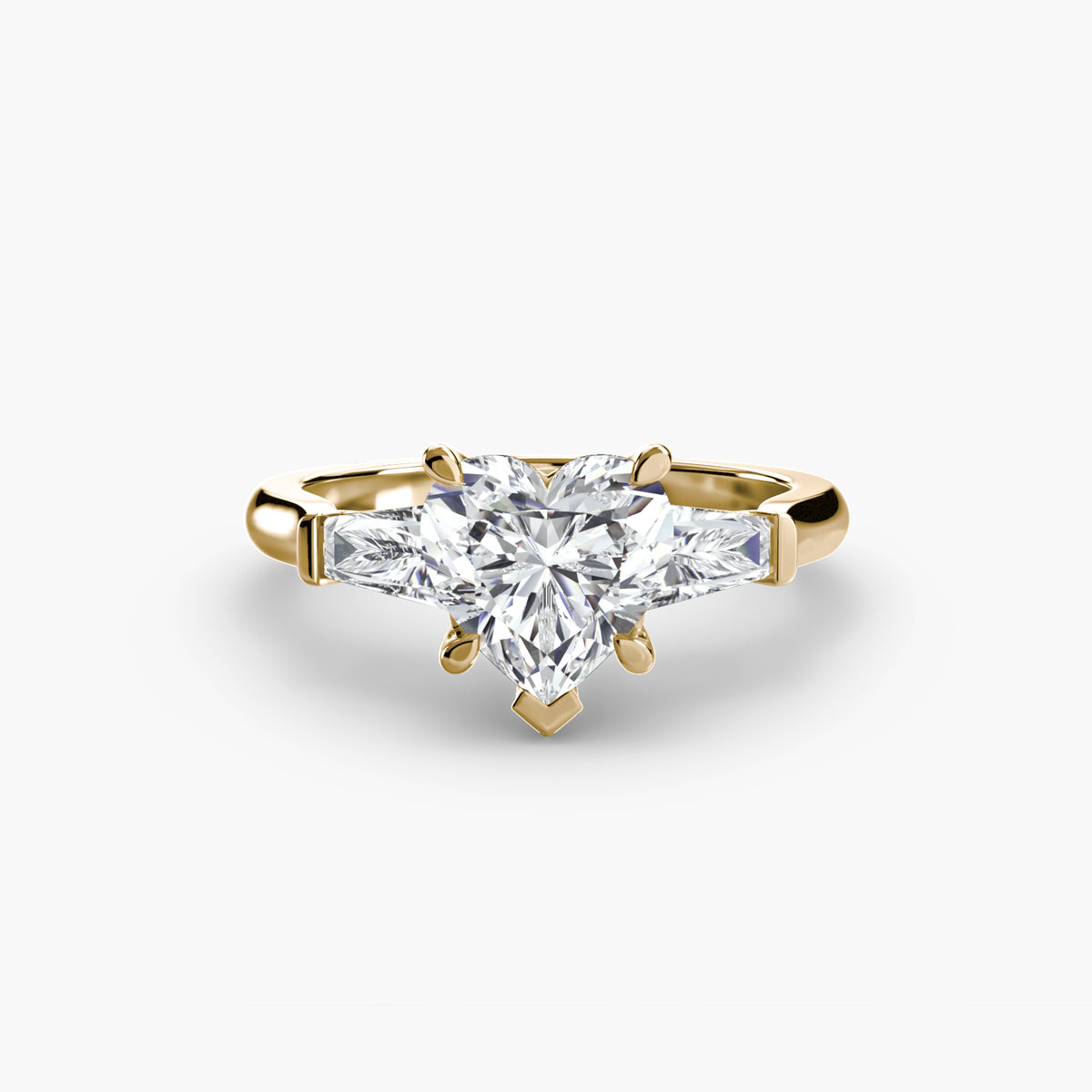 The "Aria" Three-Stone Ring with Tapered Baguettes