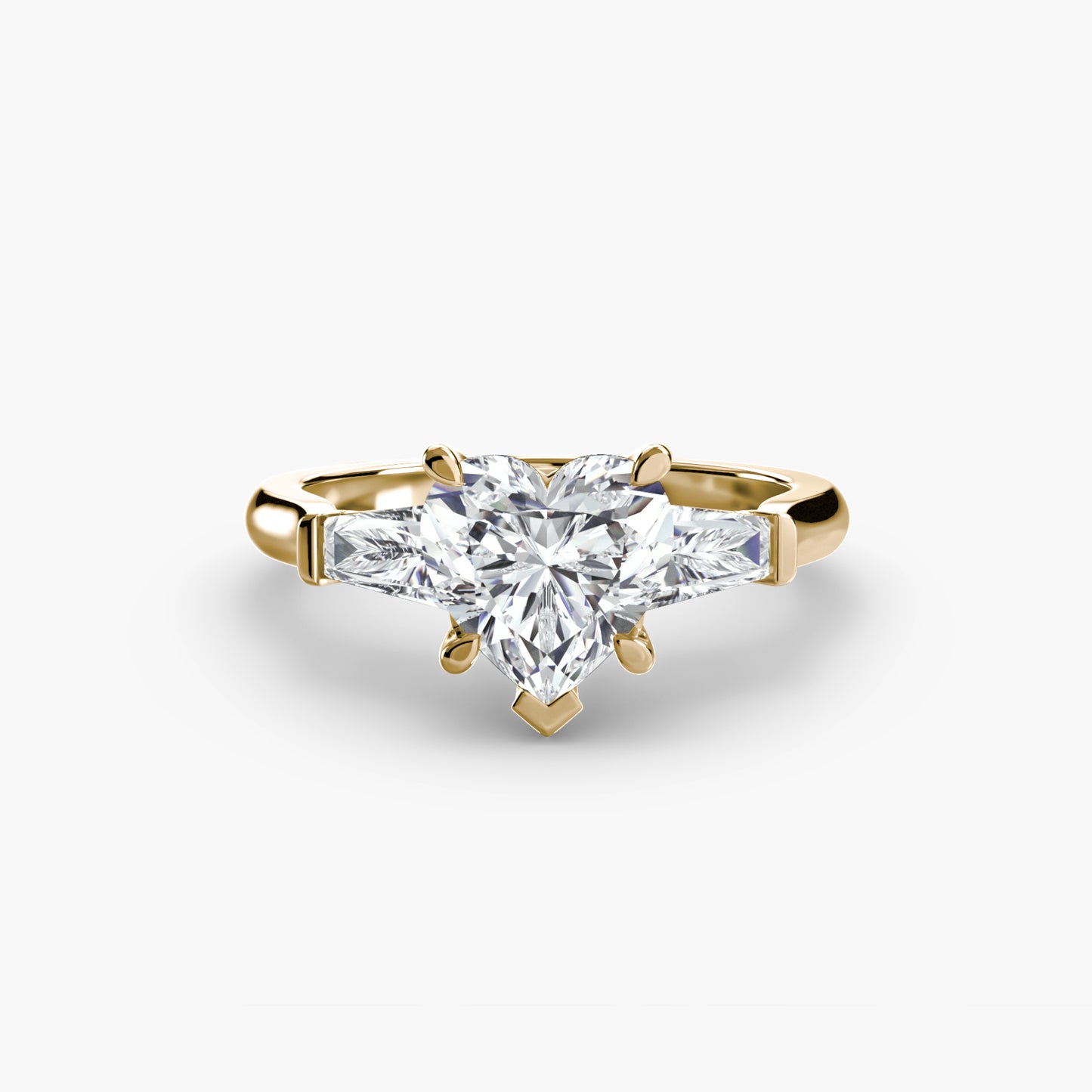The "Aria" Three-Stone Ring with Tapered Baguettes