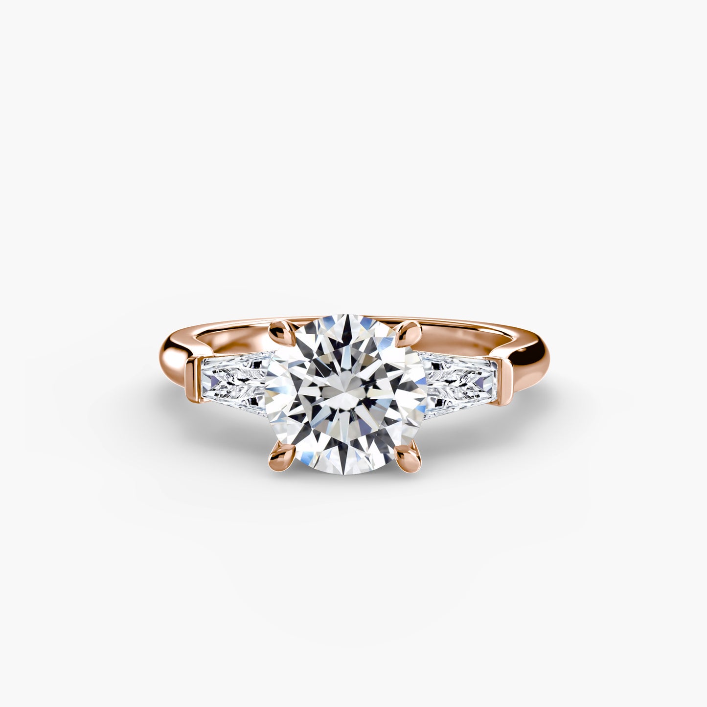 The "Aria" Three-Stone Ring with Tapered Baguettes