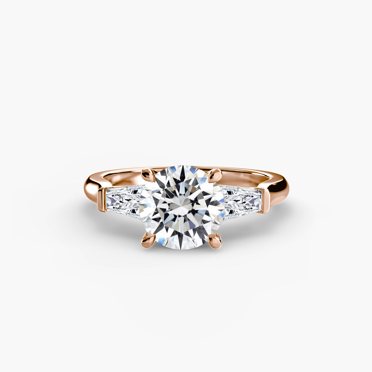 The "Aria" Three-Stone Ring with Tapered Baguettes