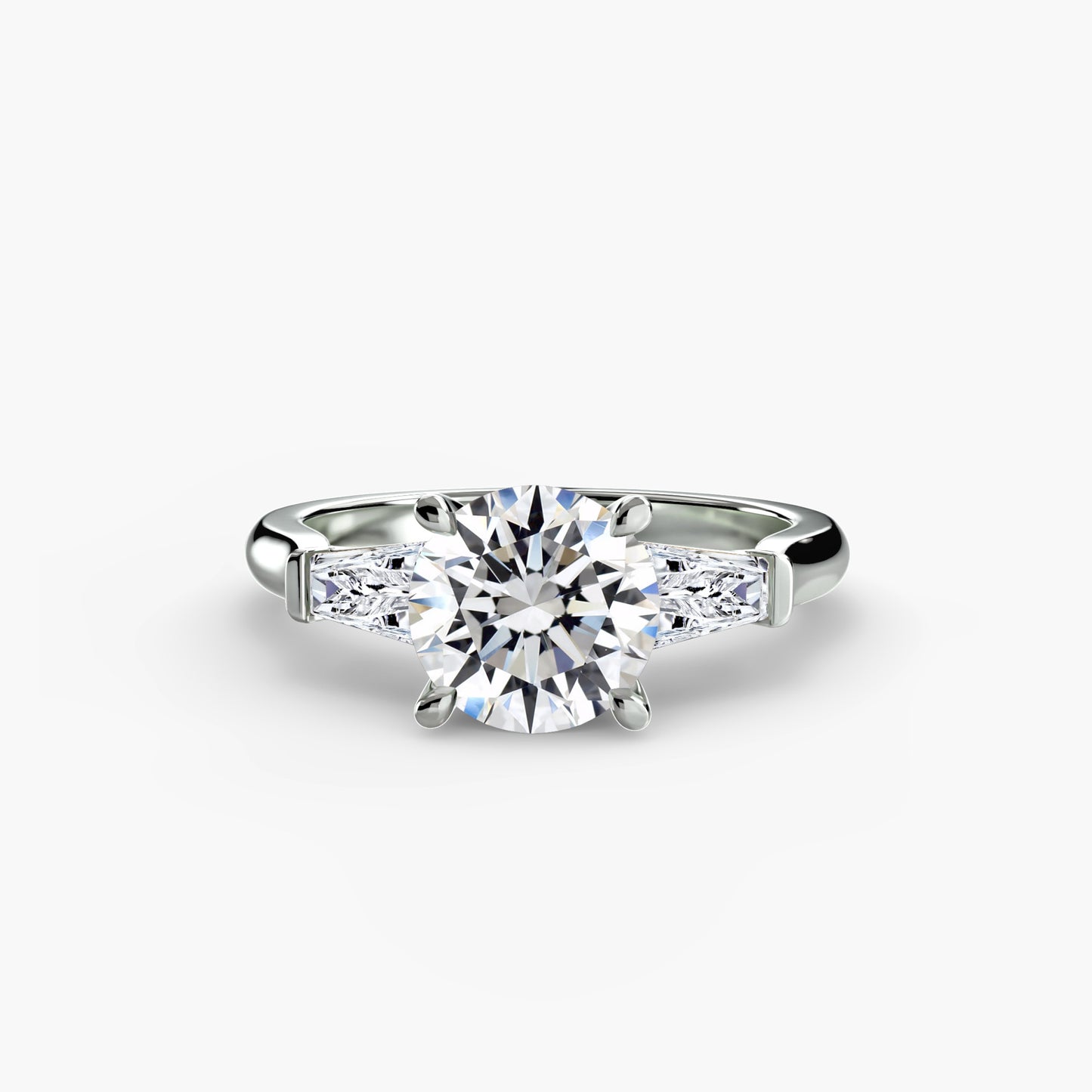 The "Aria" Three-Stone Ring with Tapered Baguettes