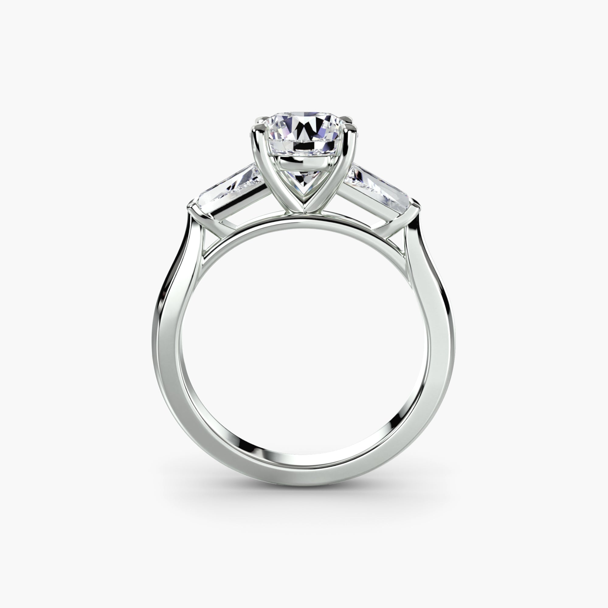 The "Aria" Three-Stone Ring with Tapered Baguettes