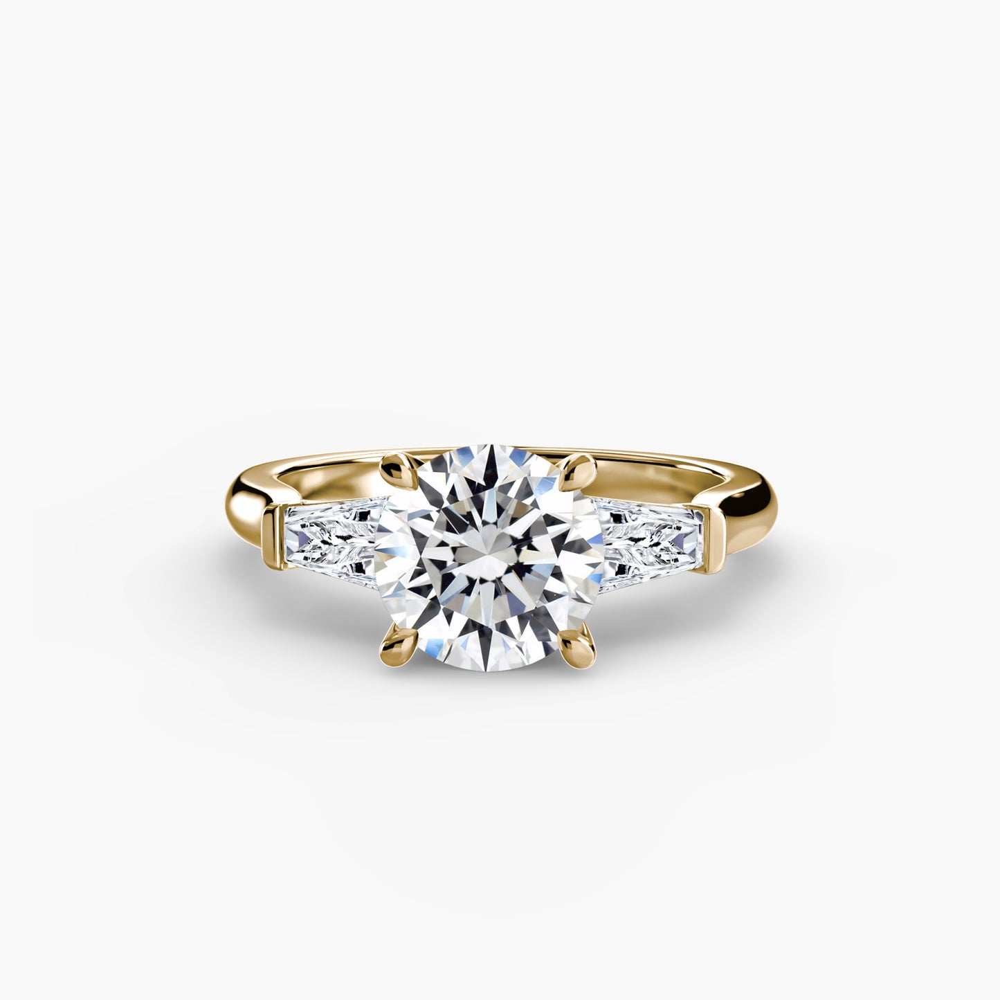 The "Aria" Three-Stone Ring with Tapered Baguettes