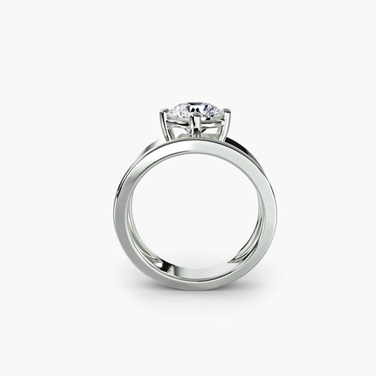 The "Kara" Compass Wide Band Solitaire Ring