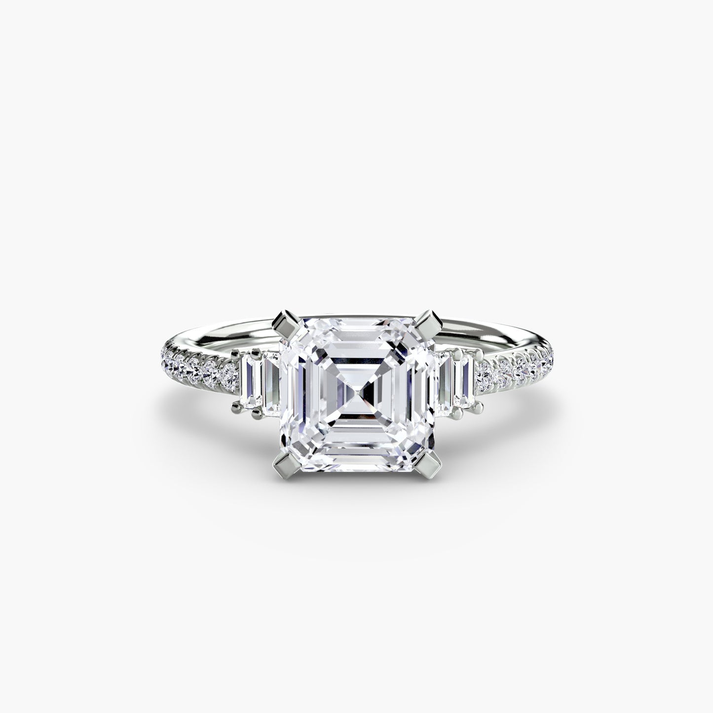 The "Evangeline" Double Baguette and Diamond Accent Ring