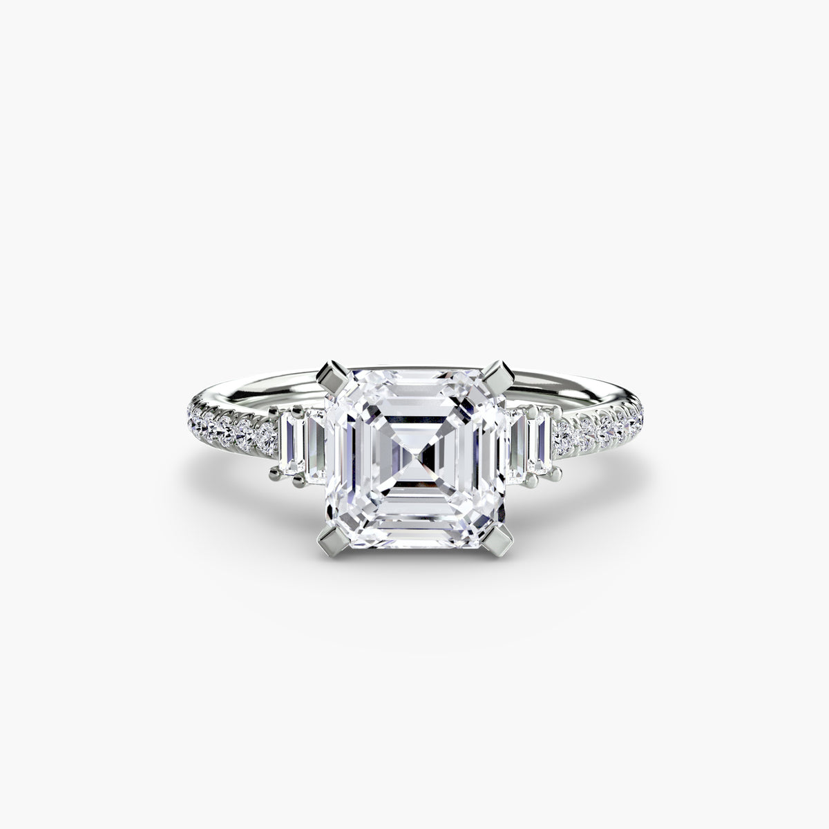 The "Evangeline" Double Baguette and Diamond Accent Ring