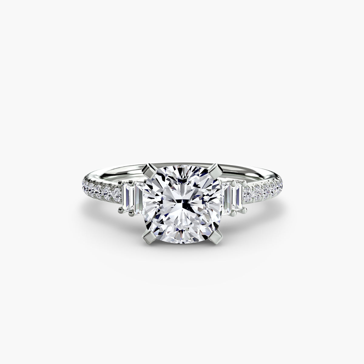 The "Evangeline" Double Baguette and Diamond Accent Ring
