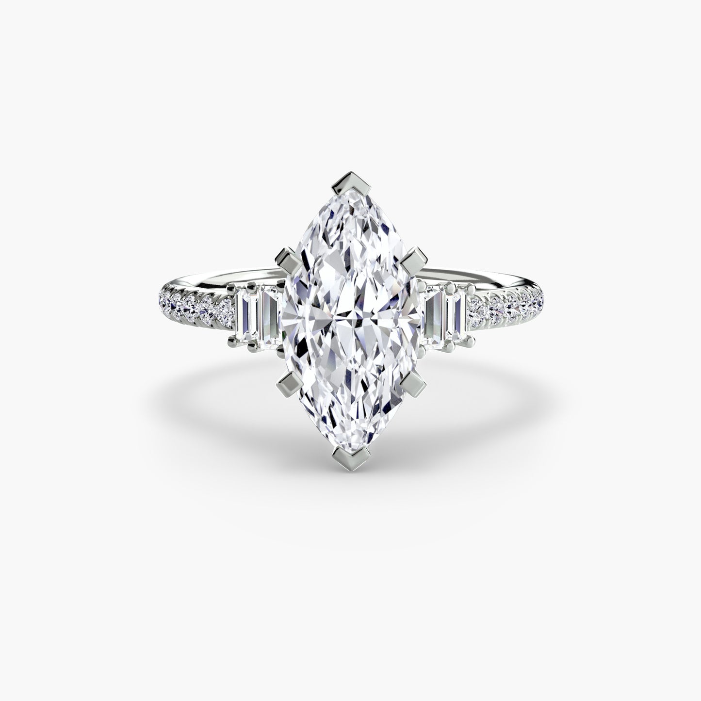 The "Evangeline" Double Baguette and Diamond Accent Ring