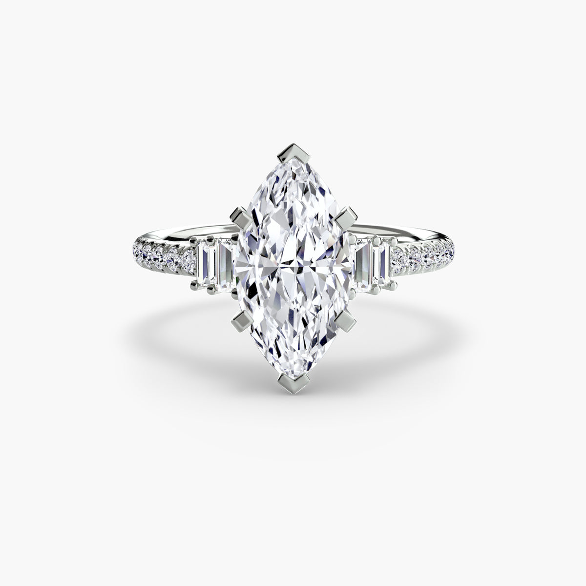 The "Evangeline" Double Baguette and Diamond Accent Ring