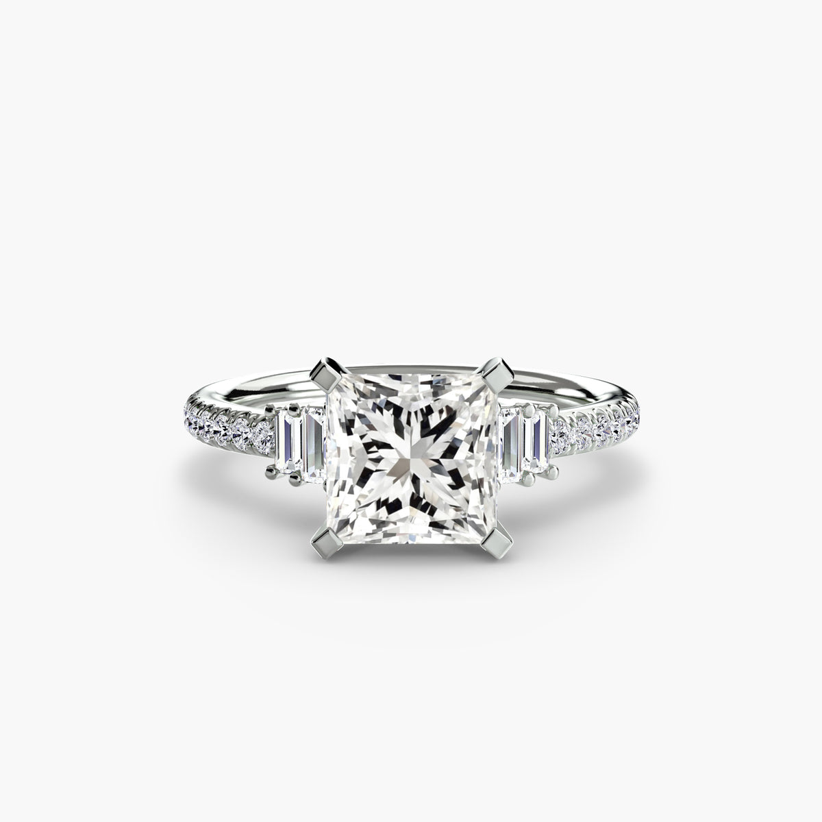 The "Evangeline" Double Baguette and Diamond Accent Ring