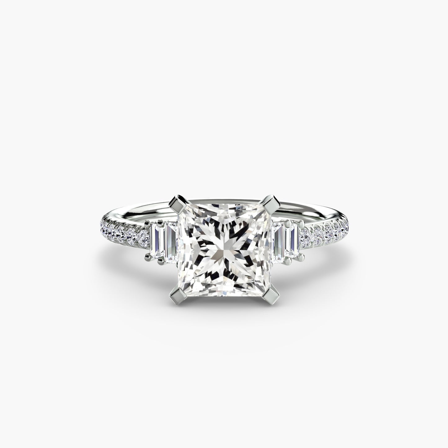 The "Evangeline" Double Baguette and Diamond Accent Ring