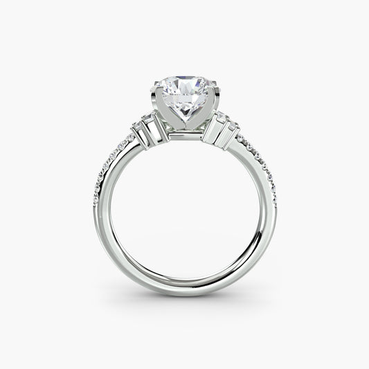 The "Evangeline" Double Baguette and Diamond Accent Ring