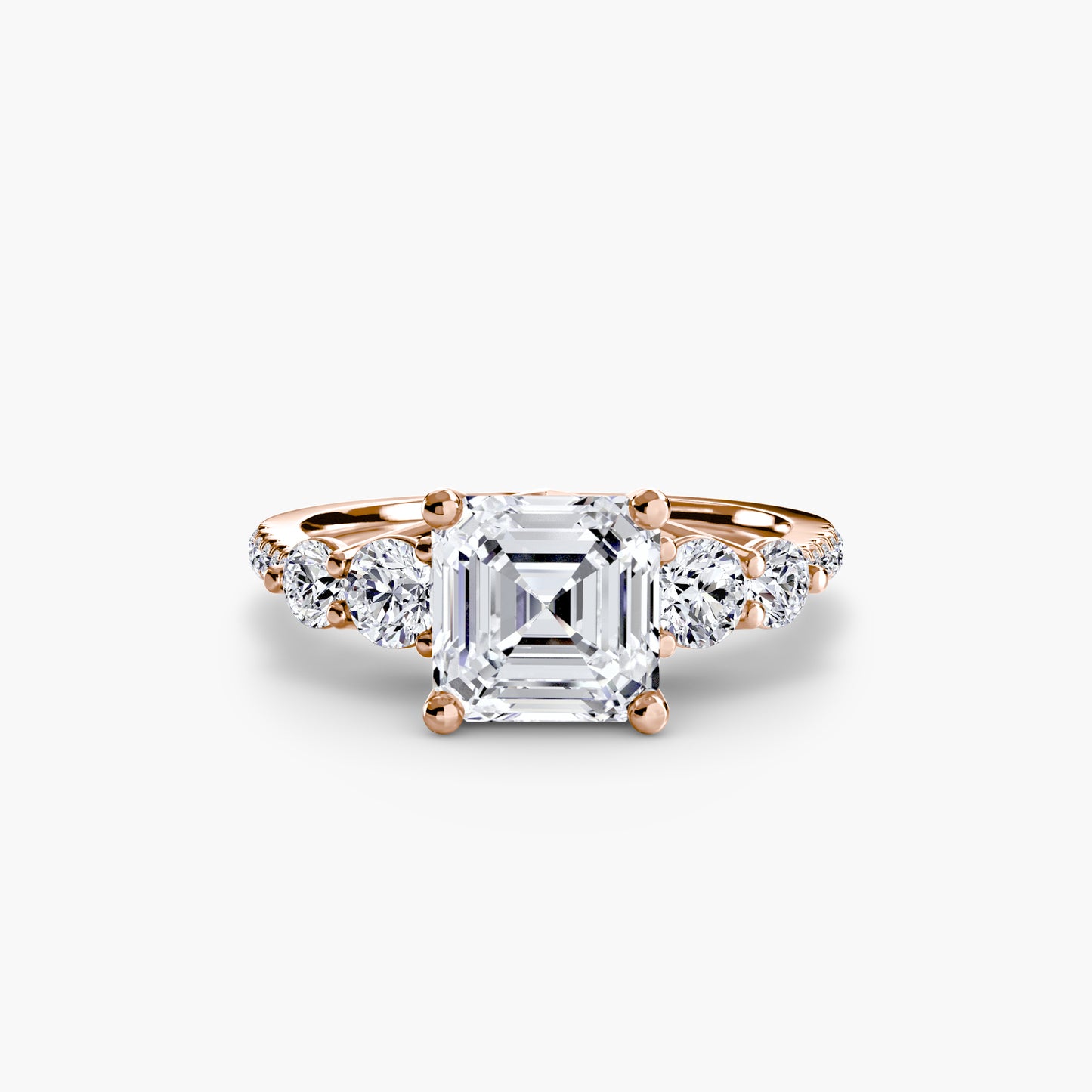 The "Emily" Five Stone Ring with Pavé Band