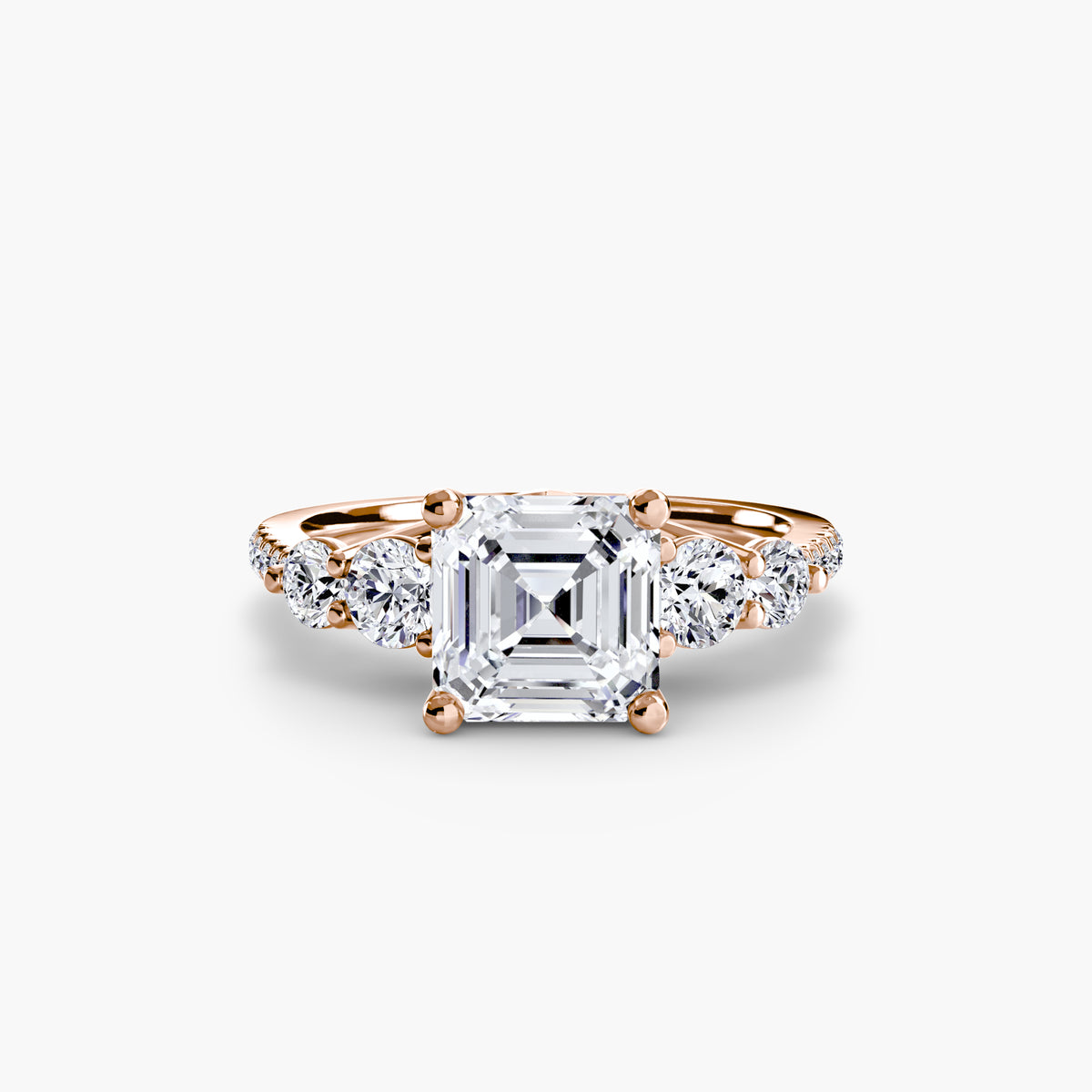 The "Emily" Five Stone Ring with Pavé Band