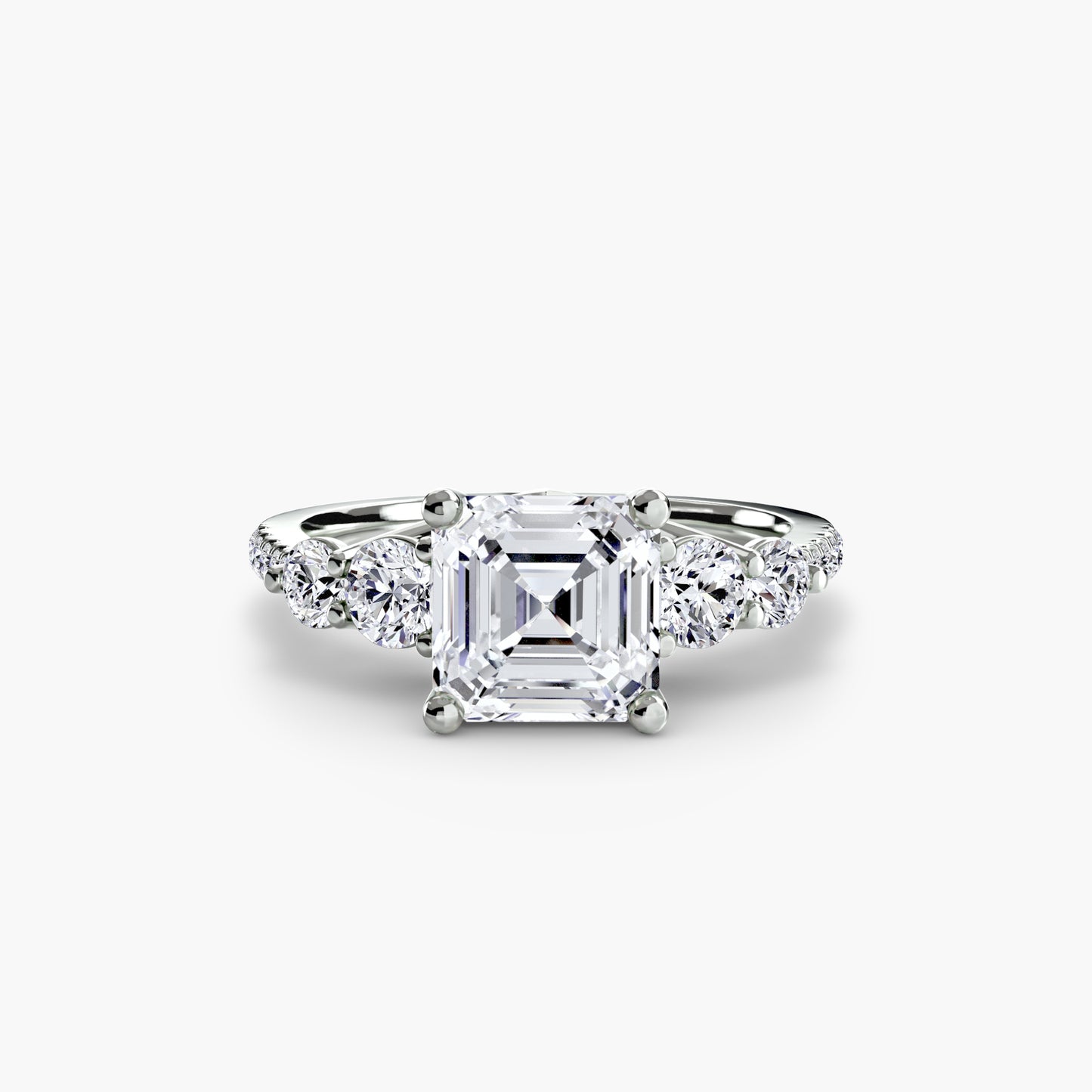 The "Emily" Five Stone Ring with Pavé Band