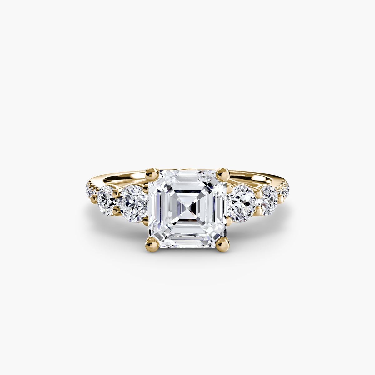 The "Emily" Five Stone Ring with Pavé Band