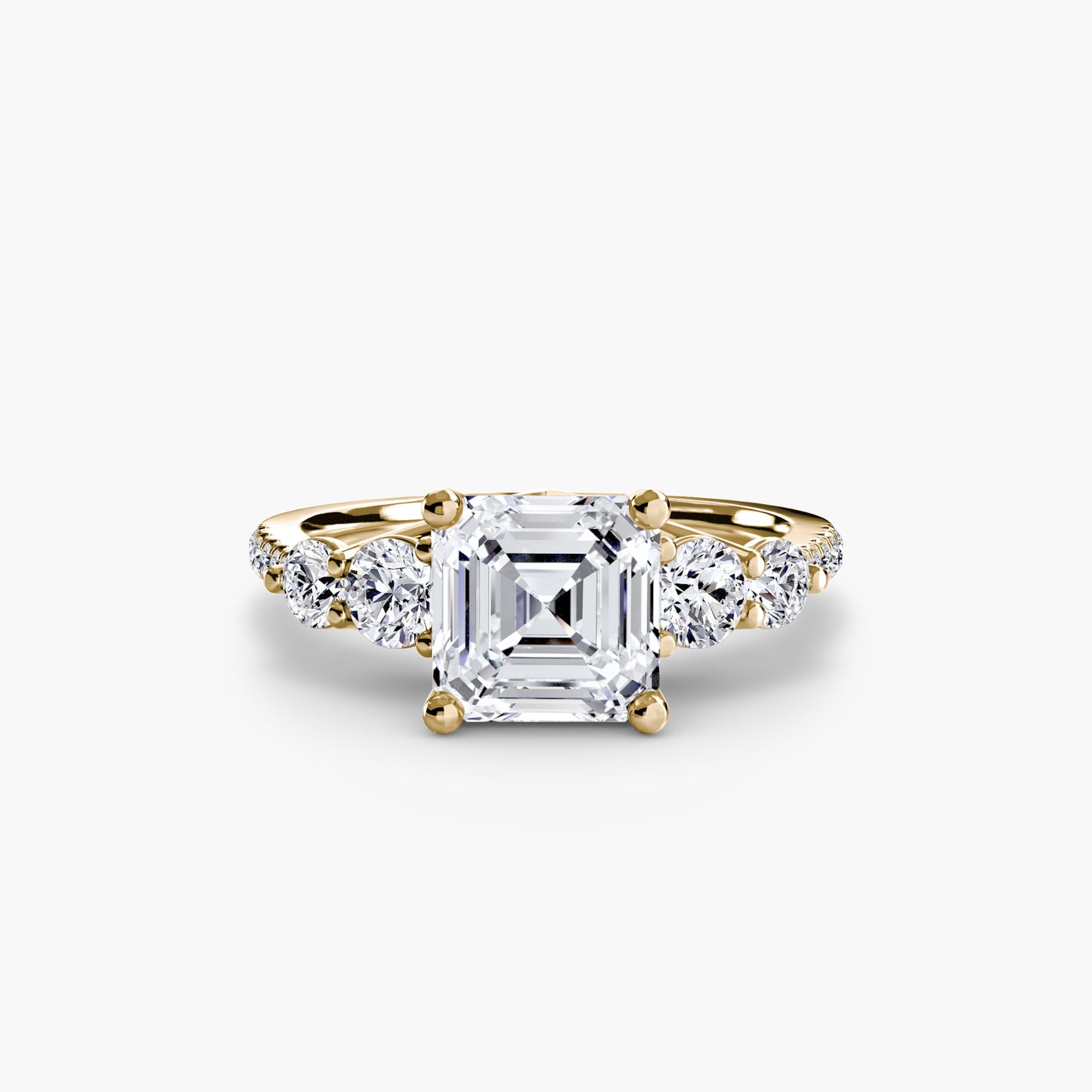 The "Emily" Five Stone Ring with Pavé Band