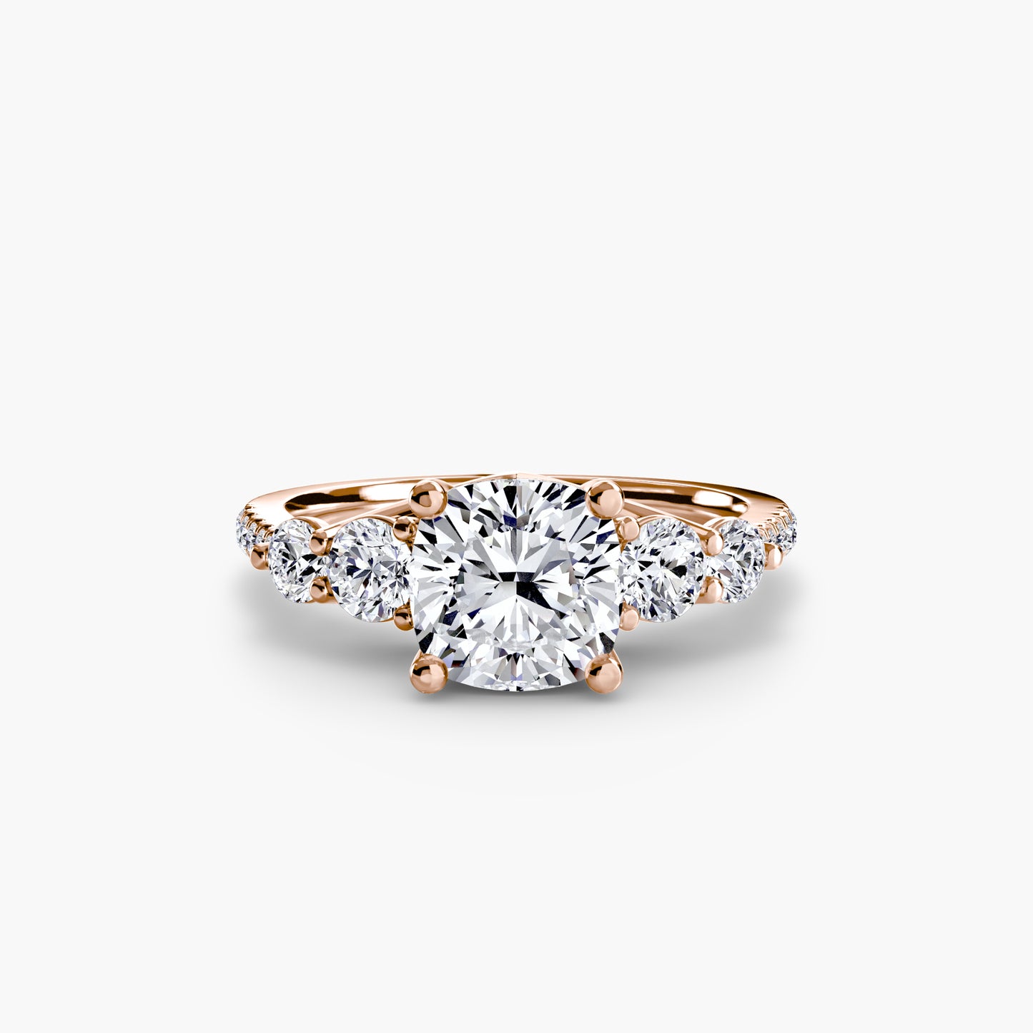 The "Emily" Five Stone Ring with Pavé Band