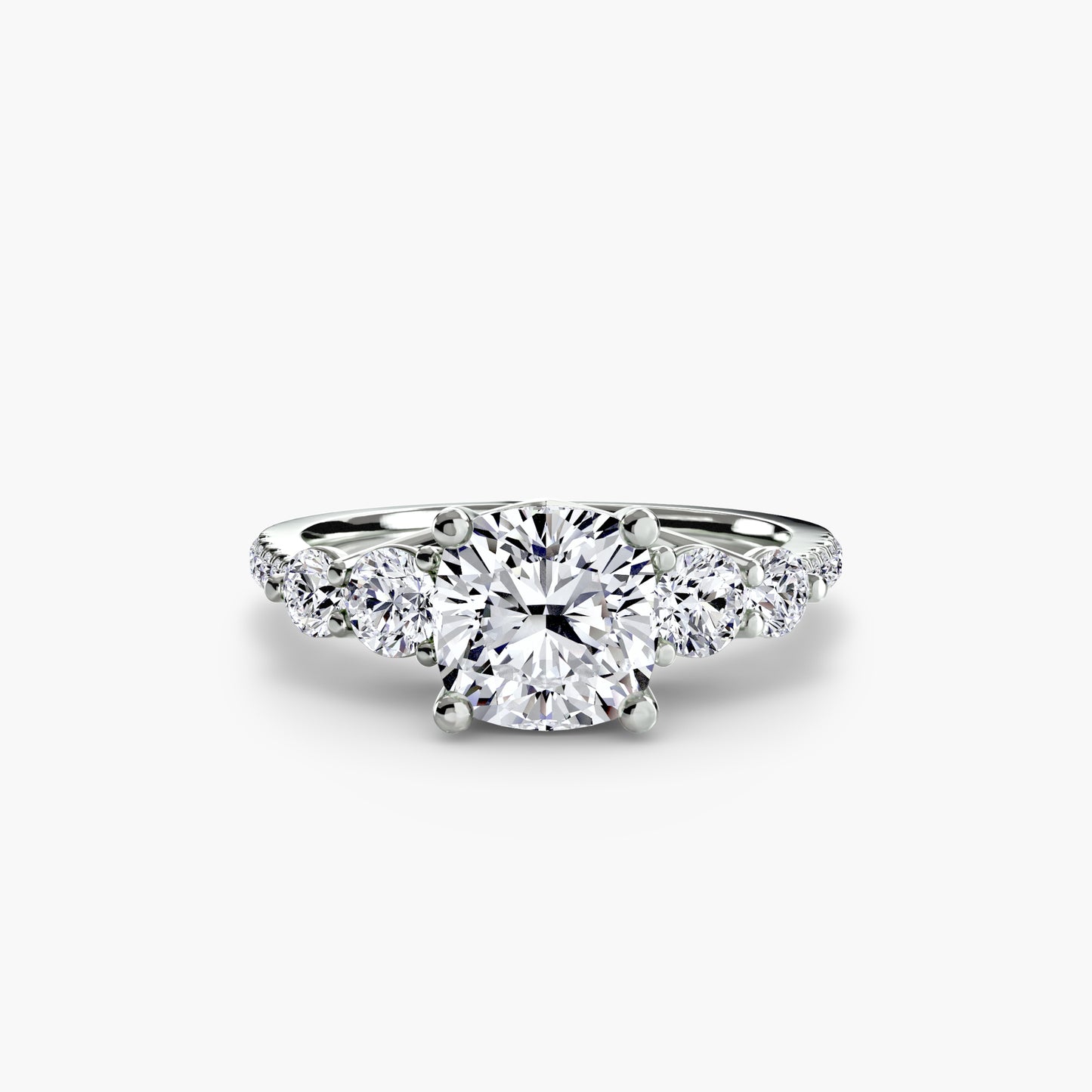 The "Emily" Five Stone Ring with Pavé Band