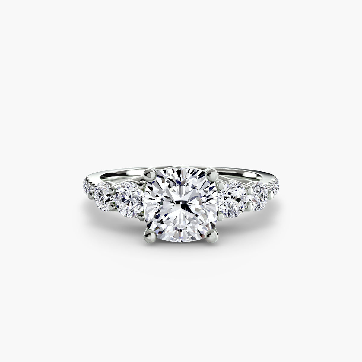 The "Emily" Five Stone Ring with Pavé Band
