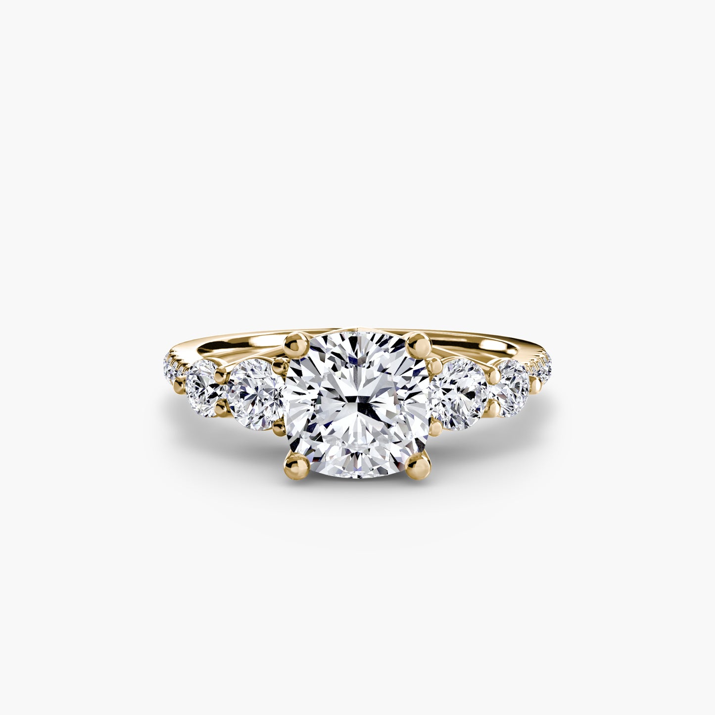 The "Emily" Five Stone Ring with Pavé Band
