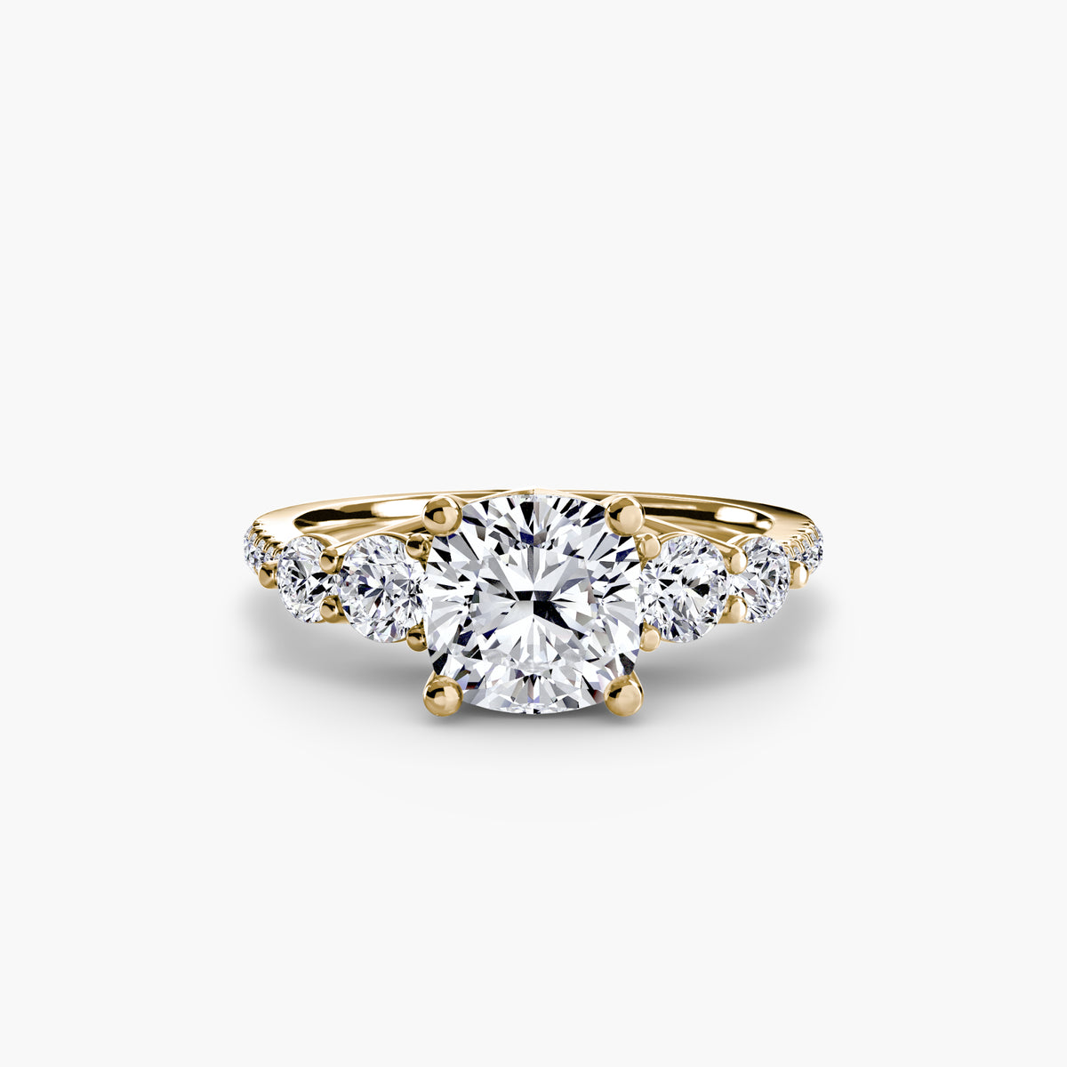 The "Emily" Five Stone Ring with Pavé Band